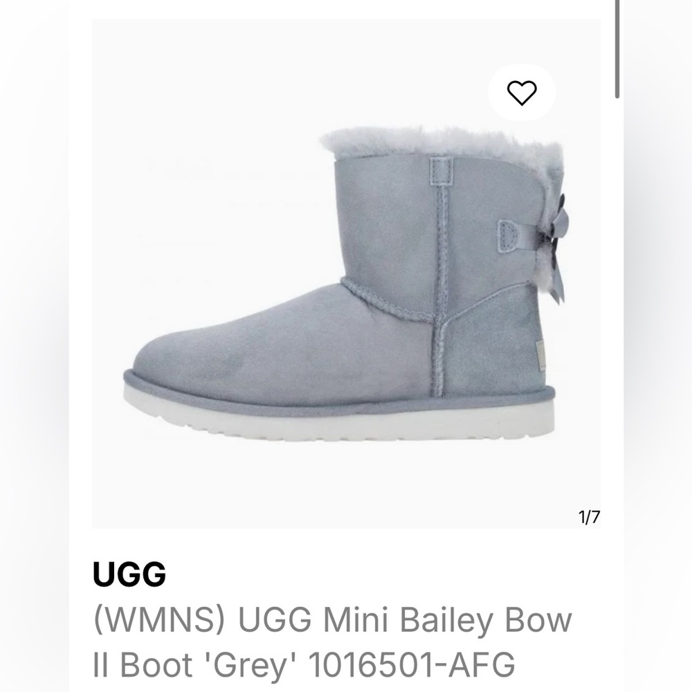 Ugg mini Bailey bow II boots size 7 color AFG (blue/grey)